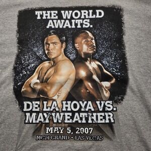Vintage 2007 De La Hoya Mayweather Fight Tee‎ Men's XL Gray Boxing MGM Grand